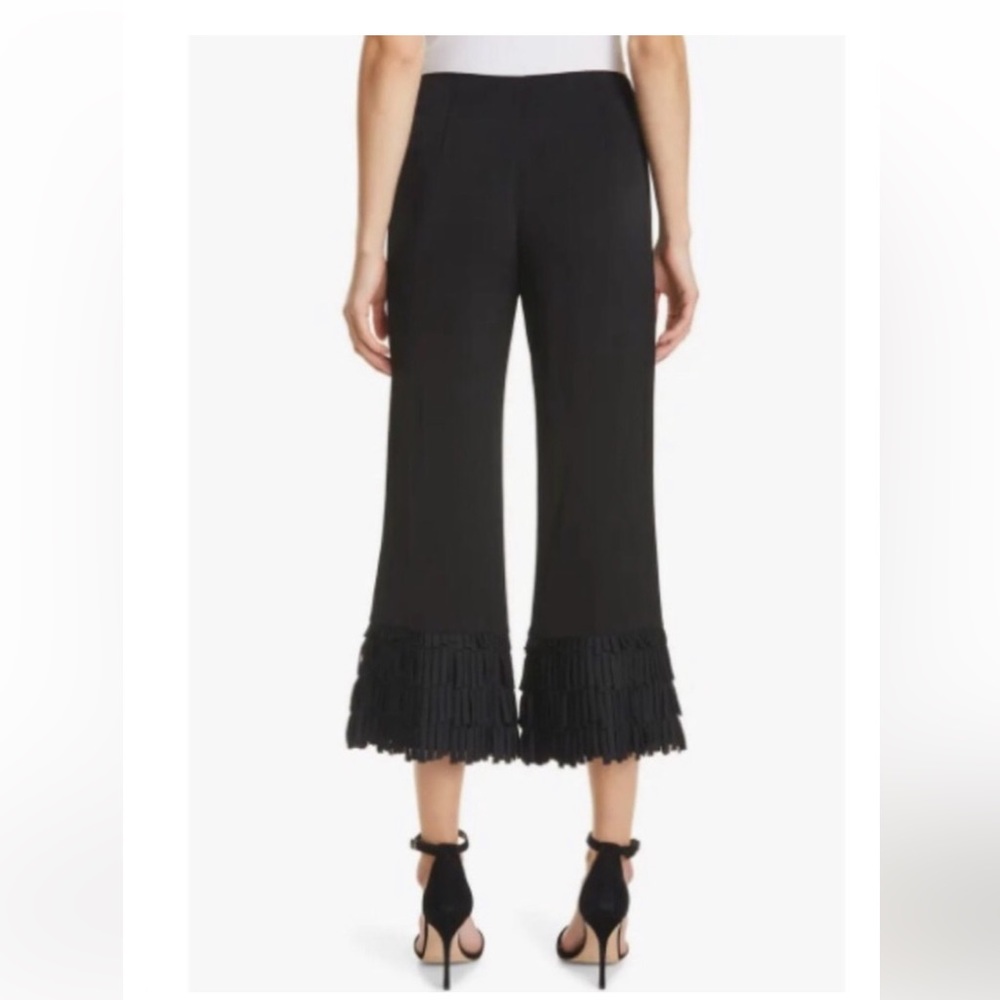 MILLY FIA HIGH RISE FLAT FRONT CULOTTE ANKLE CROP PANT W/ FRINGE HEM NWT 6 $325. - Picture 2 of 11